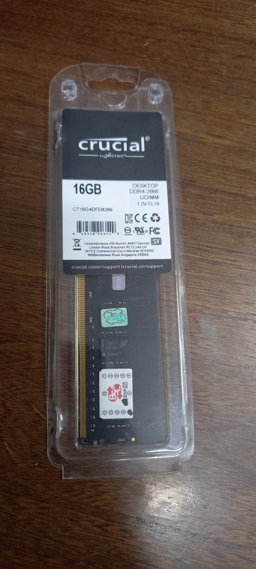 رم کامپیوتر کروشیال تک کاناله مدل CT16 فرکانس 2666 مگاهرتز DDR4 حافظه 16 گیگابایت